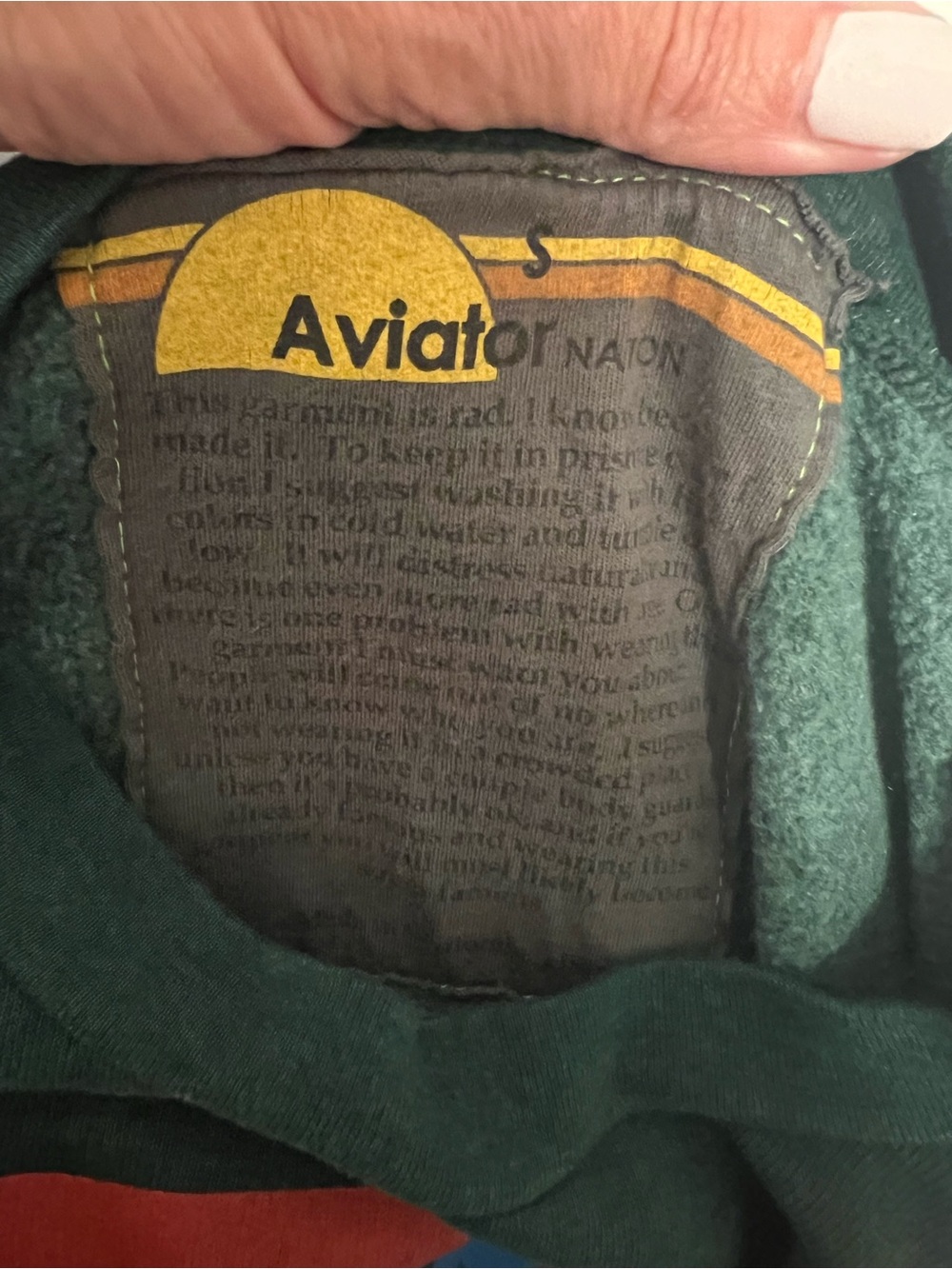 Aviator Nation Forest Green Logo Relaxed Crew Sweatshirt Size S Like New - Picture 5 of 8